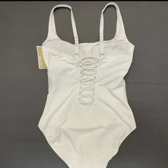 MICHAEL KORS BACK LACE UP ONE PIECE SWIMSUIT WHITE SWIMWEAR SIZE 8, 14 new!!! - Picture 8 of 16